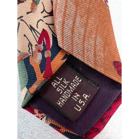 Adams Row The Rogue Vintage Silk Tie People Scene Vintage Cruise Boat Yacht - Picture 5 of 9